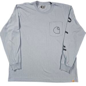 Carhartt XL Relaxed Fit Long Sleeve Pocket Tee Blue Workwear